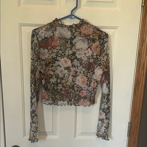 Floral Long Sleeve Sheer Top